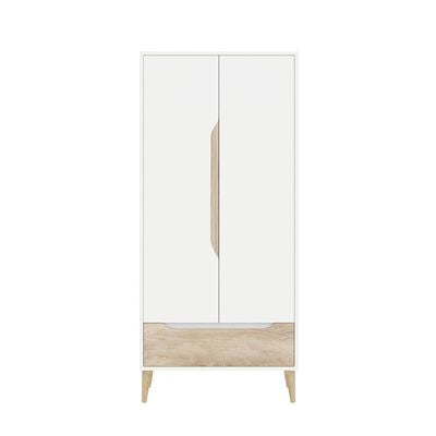 Aurora 2 Door Wardrobe W/Drawer - White / Natural 