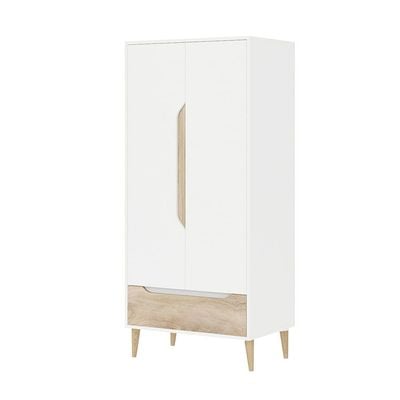 Aurora 2 Door Wardrobe W/Drawer - White / Natural 