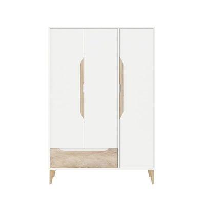 Aurora 3-Door Wardrobe with Drawer - White/Natural 