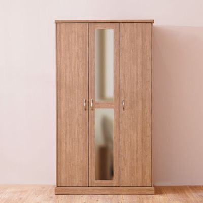 Zirco 3-Door Wardrobe - Brown Oak - With 2-Year Warranty