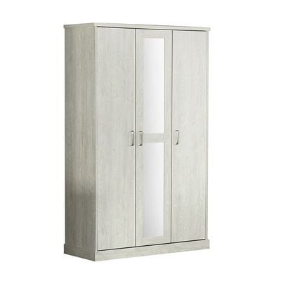 Zirco 3-Door Wardrobe - White Oak - With 2-Year Warranty