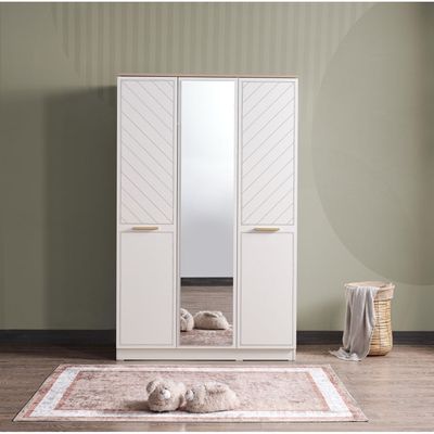 Oscar 3-Door Wardrobe - Beige Moonstone - With 5-Year Warranty