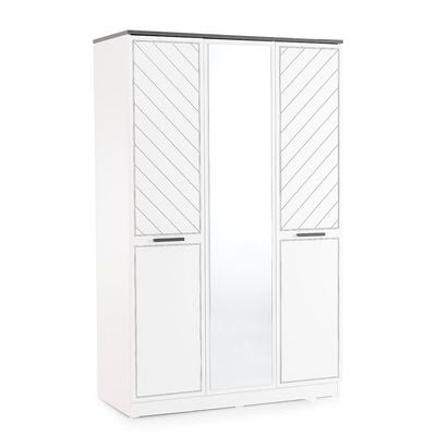 Oscar 3-Door Wardrobe - Anthracite/White - With 5-Year Warranty