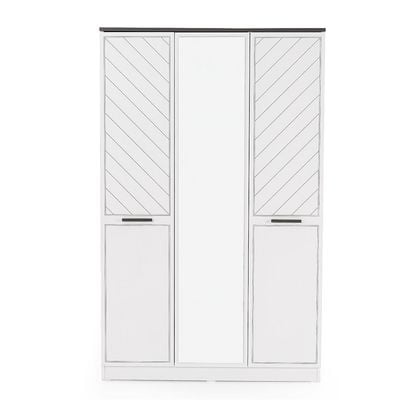 Oscar 3-Door Wardrobe - Anthracite/White - With 5-Year Warranty