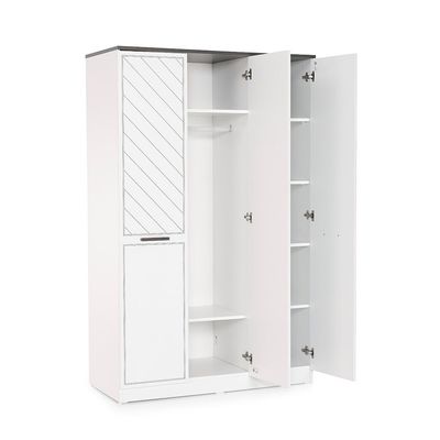 Oscar 3-Door Wardrobe - Anthracite/White - With 5-Year Warranty