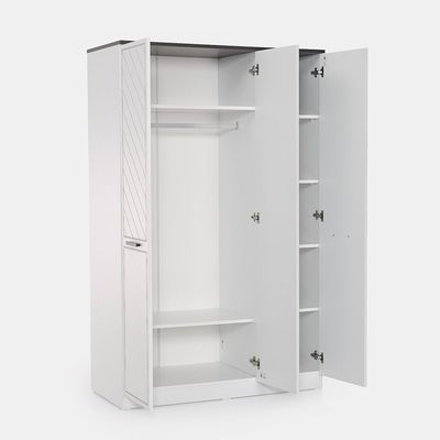 Oscar 3-Door Wardrobe - Anthracite/White - With 5-Year Warranty