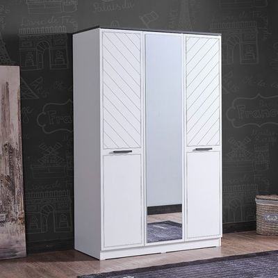 Oscar 3-Door Wardrobe - Anthracite/White - With 5-Year Warranty