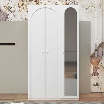 Calm 3 Door Wardrobe w/Mirror -White