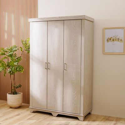 Ryan 3-Door Wardrobe Solid Wood - Antique Grey Ash Veneer - With 2-Year Warranty