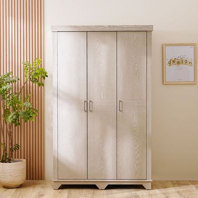 Ryan 3-Door Wardrobe Solid Wood - Antique Grey Ash Veneer - With 2-Year Warranty