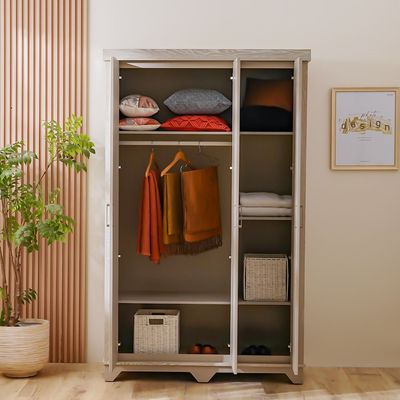 Ryan 3-Door Wardrobe Solid Wood - Antique Grey Ash Veneer - With 2-Year Warranty