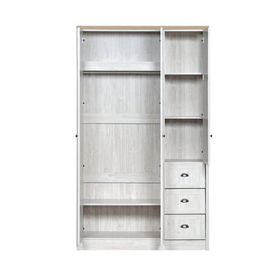 Cambridge 3 Door Wardrobe W/3 Drawers & Mirror-Oak & White Oak