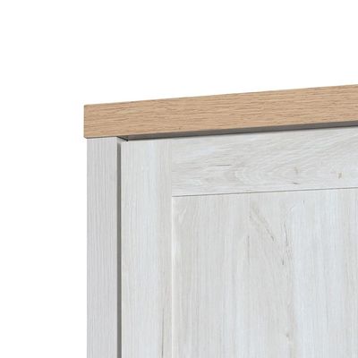 Cambridge 3 Door Wardrobe W/3 Drawers & Mirror-Oak & White Oak