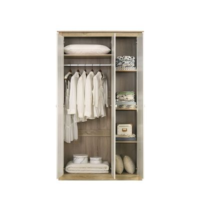 Kelly 3 Door Wardrobe W/Mirror-White Ash+Sonoma Oak