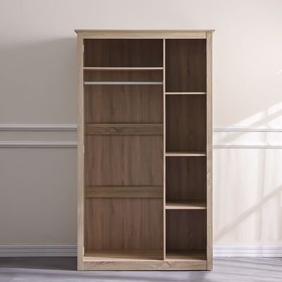 Kelly 3 Door Wardrobe W/Mirror-White Ash+Sonoma Oak