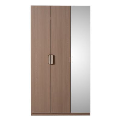 Travvy 3-Door Wardrobe with Mirror - Dark Beige - With 3-Year Warranty