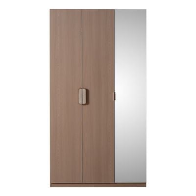 Travvy 3-Door Wardrobe with Mirror - Dark Beige - With 3-Year Warranty