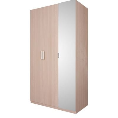 Travvy 3-Door Wardrobe with Mirror - Dark Beige - With 3-Year Warranty