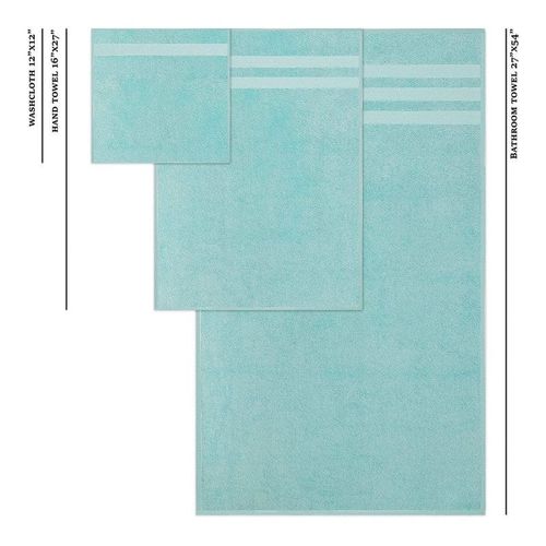 Set of 10 Zofty Bathroom Towel Set - 2 Bath Towels, 2 Hand Towels and 6 Washcloths - Hotel Quality and Spa Towels AQUA  600GSM