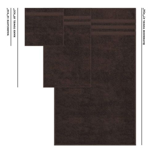 Set of 10 Zofty Bathroom Towel Set - 2 Bath Towels, 2 Hand Towels and 6 Washcloths - Hotel Quality and Spa Towels Brown 600GSM