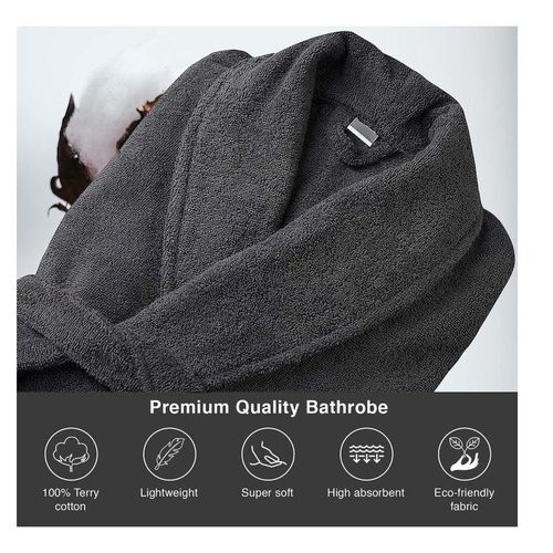 Shawl Collar AR Linen Bathrobe  for Women and Men Lightweight Robe, XL, Dark Grey