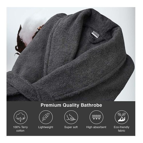 Shawl Collar AR Linen Bathrobe for Women and Men Lightweight Robe Grey XXL