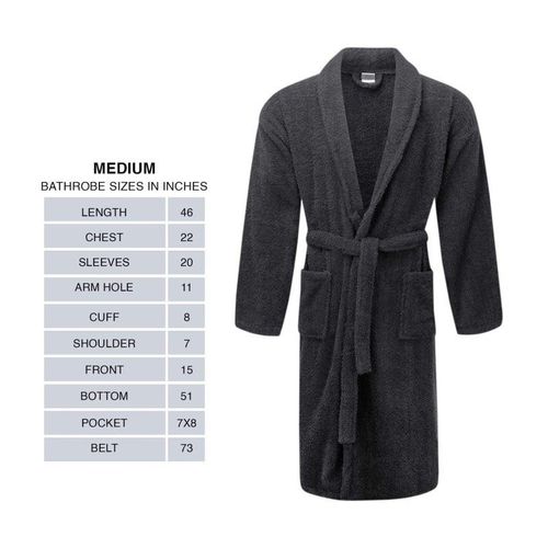 Terry AR Linen Shawl Collar Bathrobe  for Women and Men Lightweight Robe Grey Medium