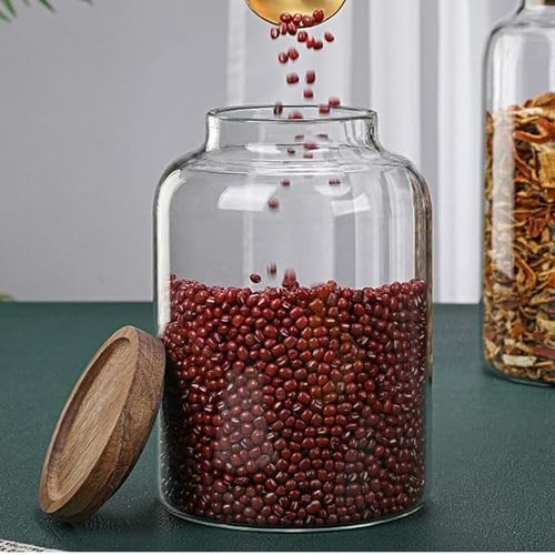 1CHASE Borosilicate Glass Coffee Storage Jar with Lids Thicken Glass Coffee Canister (2800 ML)