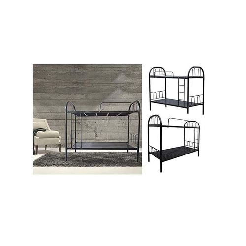 Heavy Duty Steel Bunk Bed (190X90Cm) Black Without Mattress