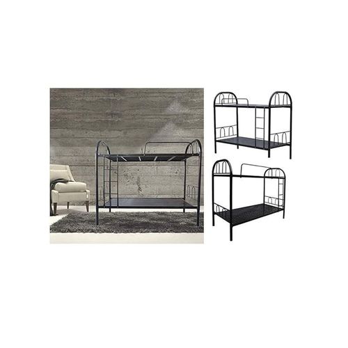 Heavy Duty Steel Bunker Bed With Mattress(190X90Cm) Black