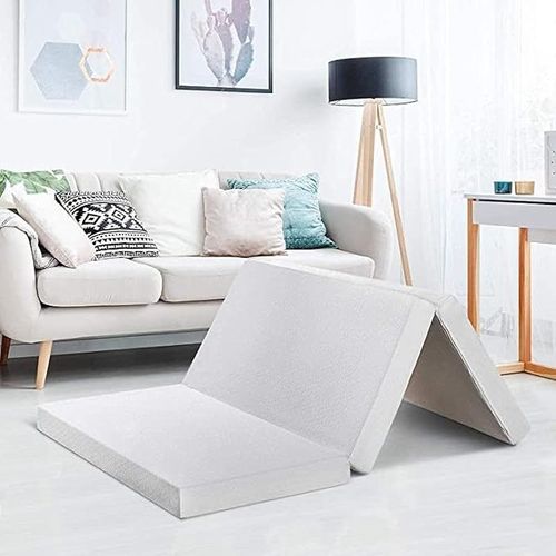 3-Piece Medicated Quilted Folding Foam Mattress For Home White 180x90x7cm.