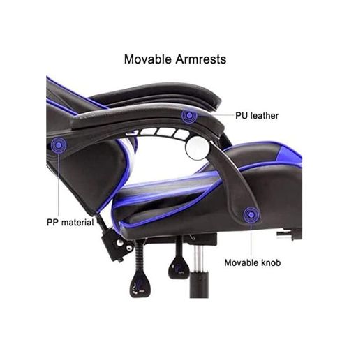 High Back Swivel Desk Chair Blue/Black 56X48X129Cm