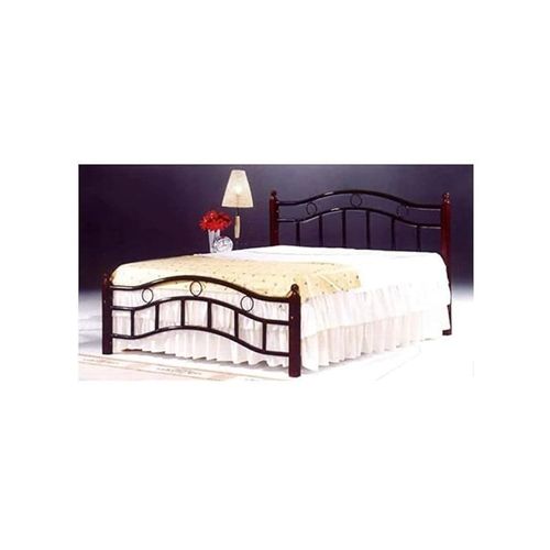 Wooden Steel Double Size Bed Cherry Brown Legs -120 X 190 Cm 