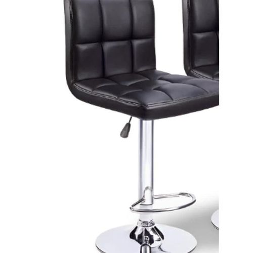 2 Piece Modern Height Adjustable Chair, Bar Chair, Bar Stool Set Leather Padded Stool Black/Silver1