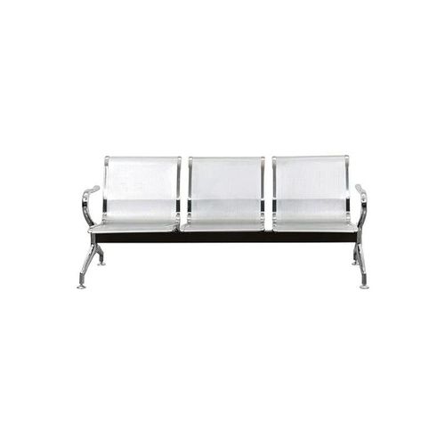 3-Seat Metallic Visitor Chair Silver 180X85X65Centimeter