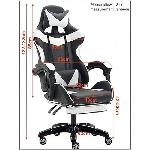 Gaming Chair Racing Style Adjustable High Back Ergonomic White