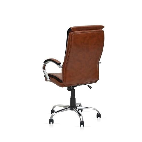 Office Chair Ergonomic PU Leather Adjustable Height Back with Headrest &amp; Lumbar Support (Brown)