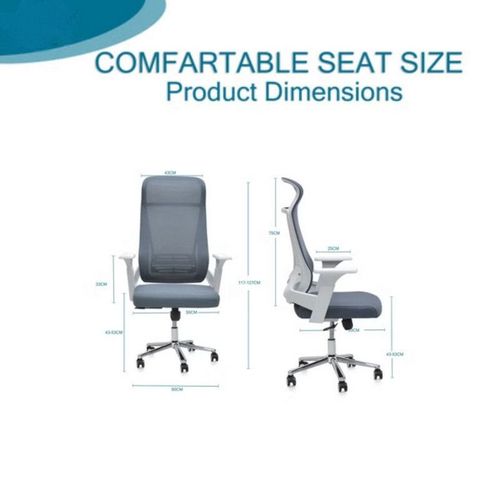 Ergonomic Office Chair GREY for Home Executive Computer Chair Wide Seat With Large Headrest Modern Desk Chair Lumbar Support Adjustable Armrests 