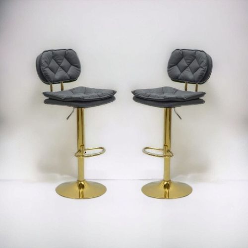 Premium Black Pu Leather Bar Stools, Adjustable Counter Height Swivel Barstools with Low Back with footrest, and Swivel 360 with Premium Gold Base for Kitchen, Island, Pub, Dining Room, Bar, Cafe, Set of 2 pieces