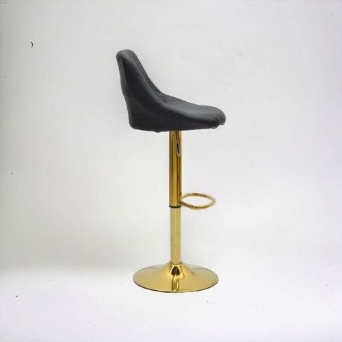 Premium Black Pu Leather Bar Stools, Adjustable Counter Height Swivel Barstools with Low Back with footrest, and Swivel 360 with Premium Gold Base for Kitchen, Island, Pub, Dining Room, Bar, Cafe, Set of 2 pieces