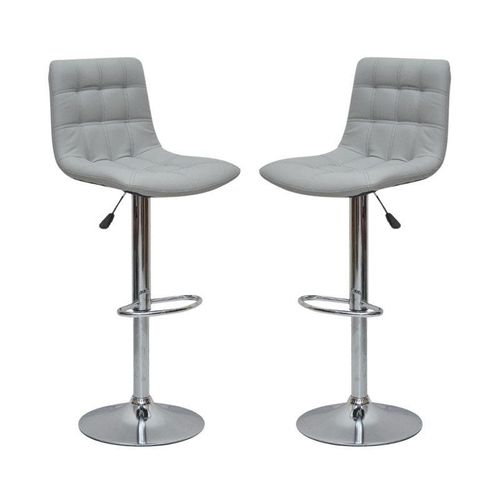 Premium Grey Pu Leather Bar Stools, Adjustable Counter Height Swivel Barstools with Low Back with footrest, and Swivel 360 with Premium  Base for Kitchen, Island, Pub, Dining Room, Bar, Cafe, Set of 2 pieces