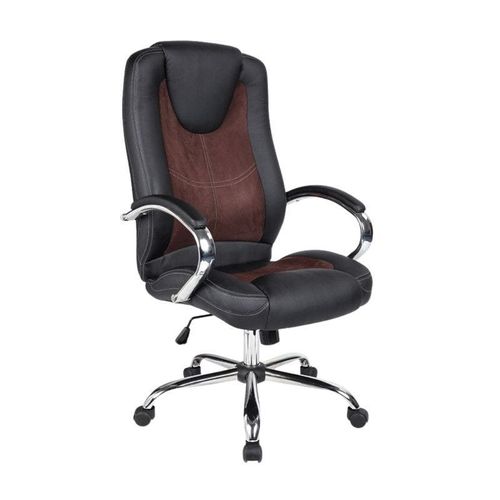  Office Chair Computer Desk Chair PU Leather Steel Structure Smooth lumbar support with adjustable Height BLACK/BROWN