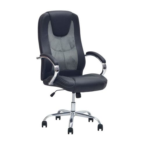  Office Chair Computer Desk Chair PU Leather Steel Structure Smooth lumbar support with adjustable Height BLACK/GREY
