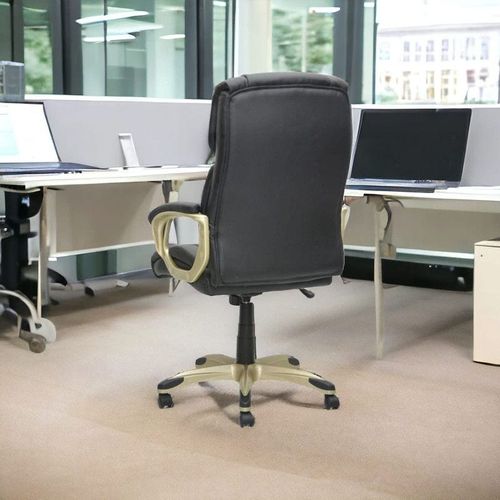 High Back Office Chair with Adjustable Arms, PU Bonded Leather Computer Executive Chairs Big and Tall Swivel Ergonomic Adjustable Tilt Angle, Wide Thick Seat,  BLACK