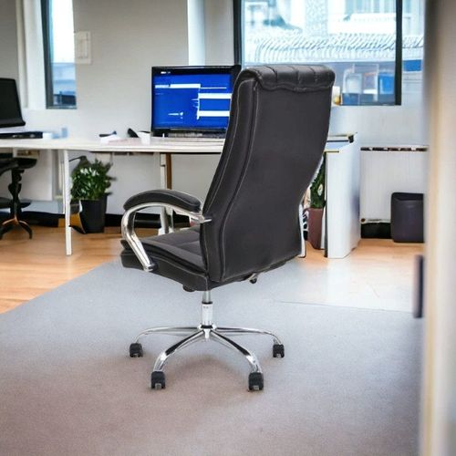 Office Chair With High Back Large Seat And Desk Chair Tilt Function Executive Swivel Computer Chair Pu BLACK