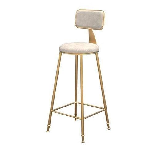 QJY Bar Counter Stool With Gold Metal Legs - White
