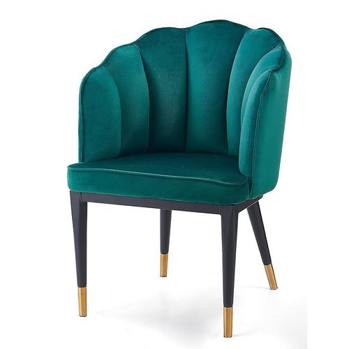 Angela Ripple Velvet Chair With Strong Metal Legs, Big - Green