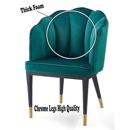 Angela Ripple Velvet Chair With Strong Metal Legs, Big - Green