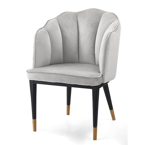 Angela Ripple Velvet Chair With Strong Metal Legs, Big - Light Grey