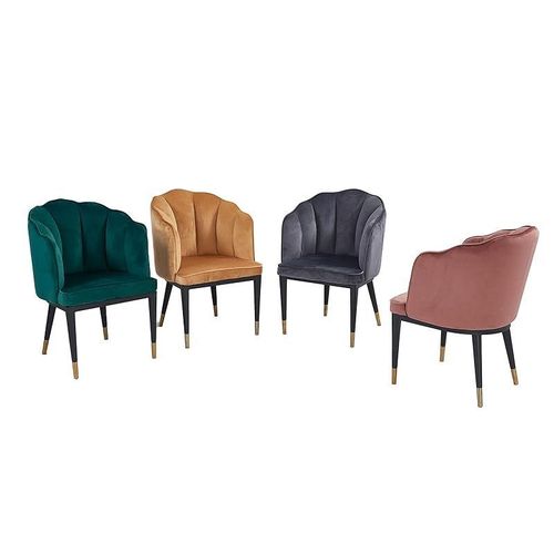 Angela Ripple Velvet Chair With Strong Metal Legs, Big - Light Grey